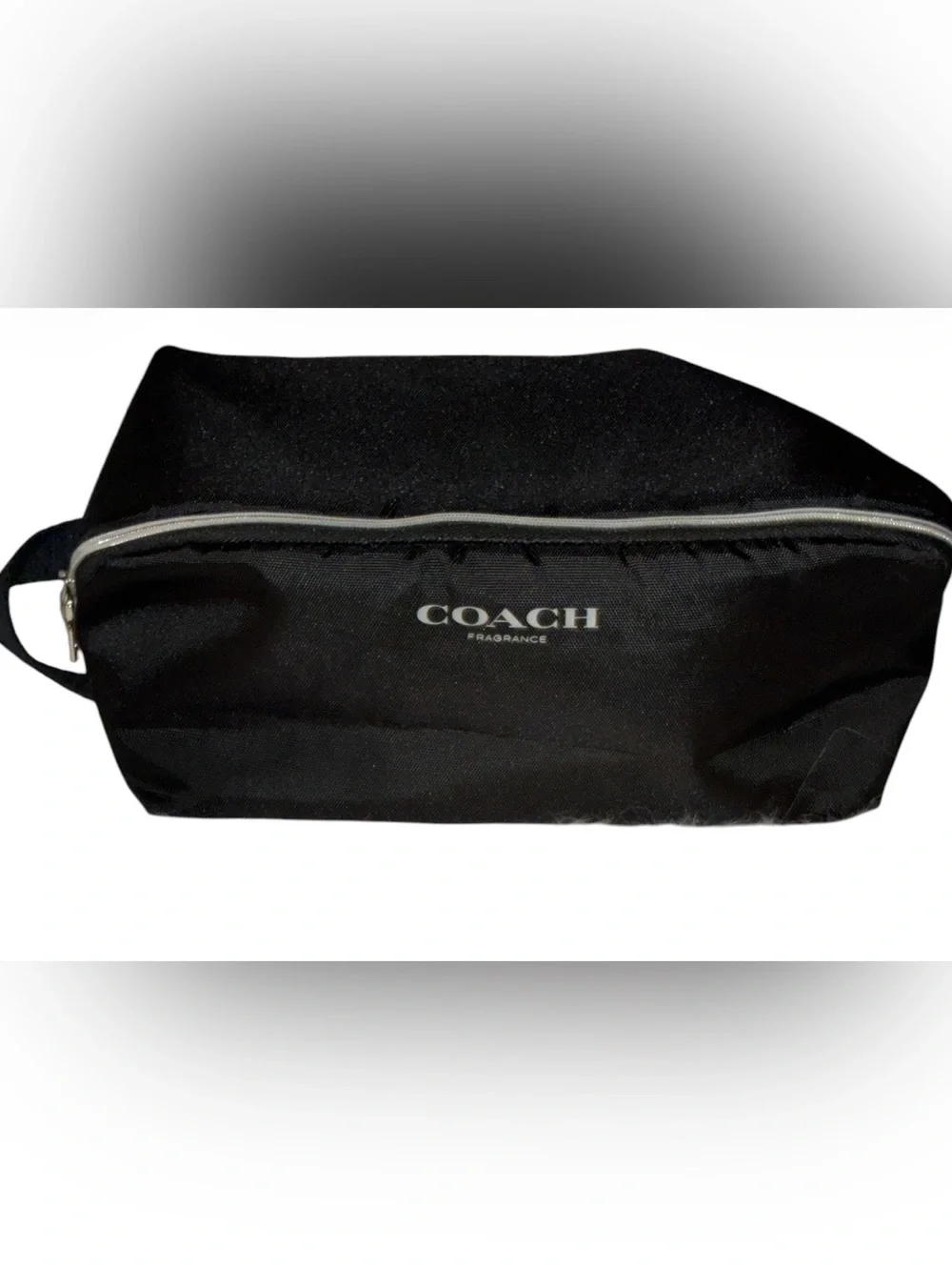 Like New Coach Black Fragrance Toiletry Bag with Silver Zip Unisex